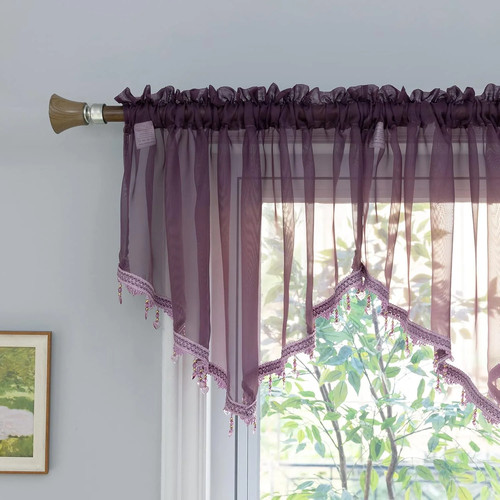 Beaded sheer valance curtains - beaded,