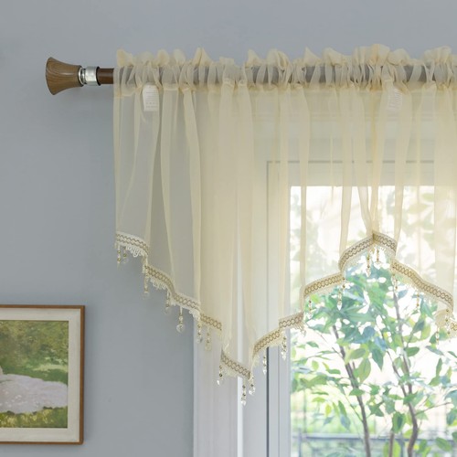 Pearage beaded sheer valance - sheer,